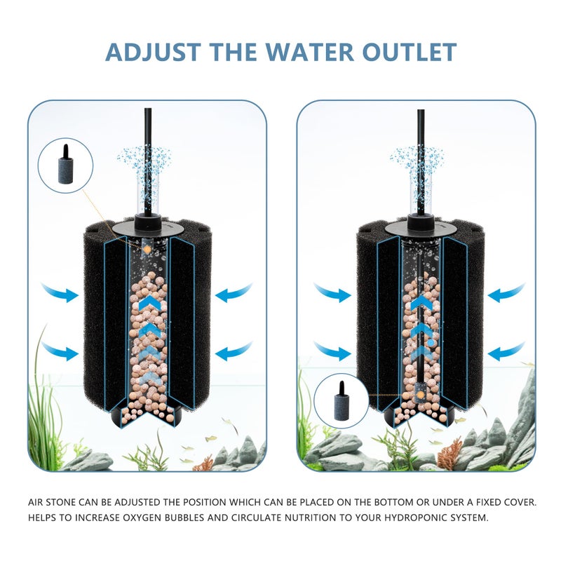 DVHEY 2 Pack 60-70 Gal Aquarium Sponge Filter with Air Stone and Ceramic Filter Media Quiet Fish Tank Bio Filter for Breeding Fry Shrimp Betta Fish Tank - Image 3