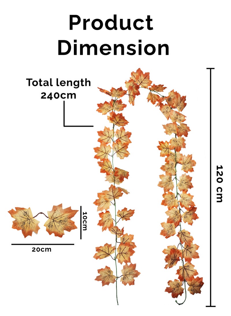 Toshionics 240CM Maple Leaf Garland Hanging Leaves Screening Ivy Vine Artificial Plants Autumn Foliage Decor For Home Garden Wedding Fireplace Balcony Party Festivals Backyard Wall Outdoor Decoration  - Image 3