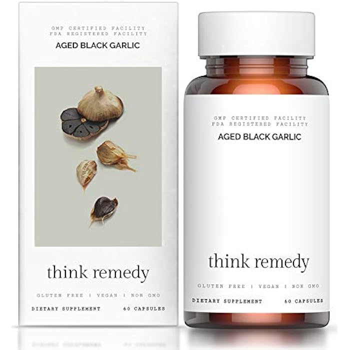 Think Remedy Aged Black Garlic Capsules - Garlic Pills - Less Odor - 60 Capsules - Allium Sativum Supplement - More Effective Than Allicin - Image 1