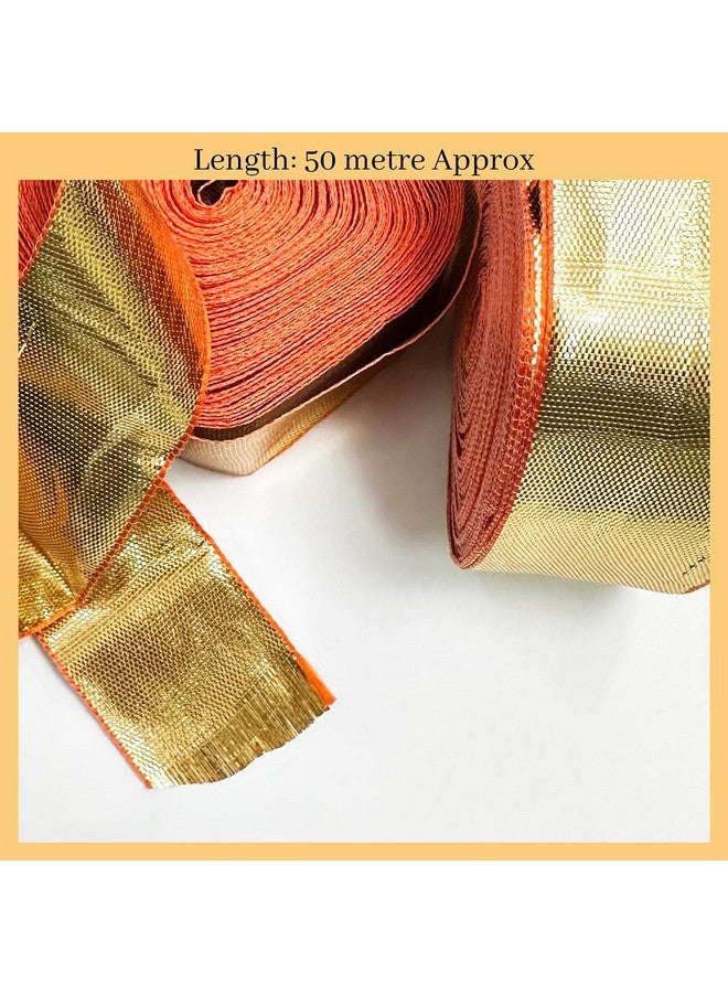 EmbroideryMaterial Golden Laces and Borders Material, Gota Patti Lace for Saree Border, Blouse, Dresses, Saree, Dupatta, Kurti, Lehenga, Suits & DIY Cloth Embellishment (3.1 CM Wide, 50 Meters) - Image 4