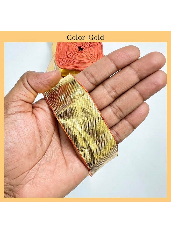 EmbroideryMaterial Golden Laces and Borders Material, Gota Patti Lace for Saree Border, Blouse, Dresses, Saree, Dupatta, Kurti, Lehenga, Suits & DIY Cloth Embellishment (3.1 CM Wide, 50 Meters) - Image 3