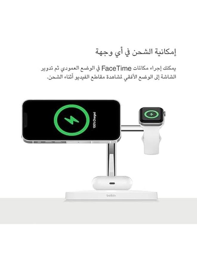Generic - Magsafe 3 In 1 Wireless Charging Station 15W Iphone And Watch Fast Wireless Charger Airpods Charging Station For Iphone 16 15 14 13 12 Series Watch 10 9 8 Se Ultra White - Image 1
