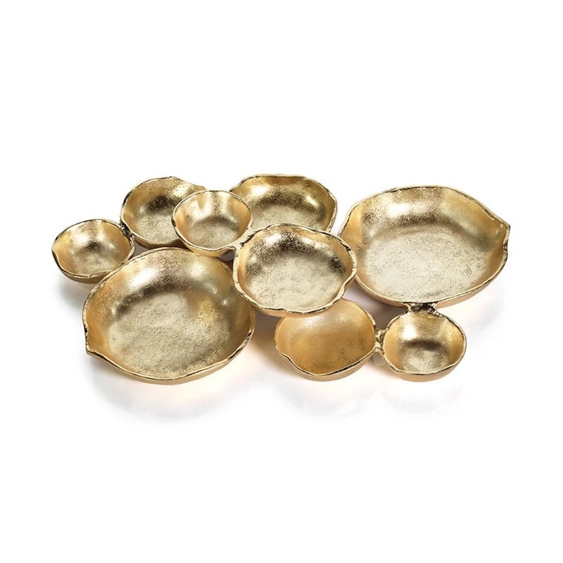 Zodax Cluster of Round Serving Bowls Cast Aluminum Base 9 Bowls 19 x 12 x 25 Gold Finish - Image 2