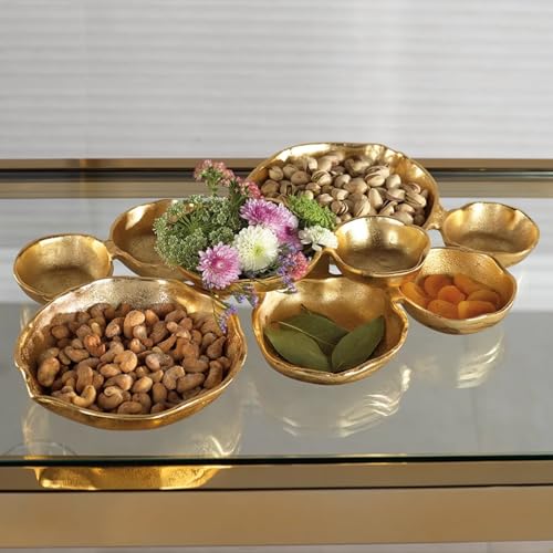 Zodax Cluster of Round Serving Bowls Cast Aluminum Base 9 Bowls 19 x 12 x 25 Gold Finish - Image 3