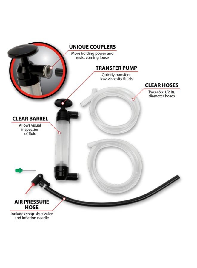 Performance Tool Black/Clear 48-inch Hoses Grip Clip Transfer Pump/ Siphon Fluid Pump Kit For Water, Oil, Liquid, And Air, W1156 - Image 2