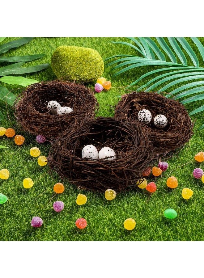 Whaline 3 Set Easter Bird Nest Decorating Kit with 6 Artificial Egg Foam Eggs Ornaments Rattan Birds Nest for Crafts Home Party Decor - Image 3