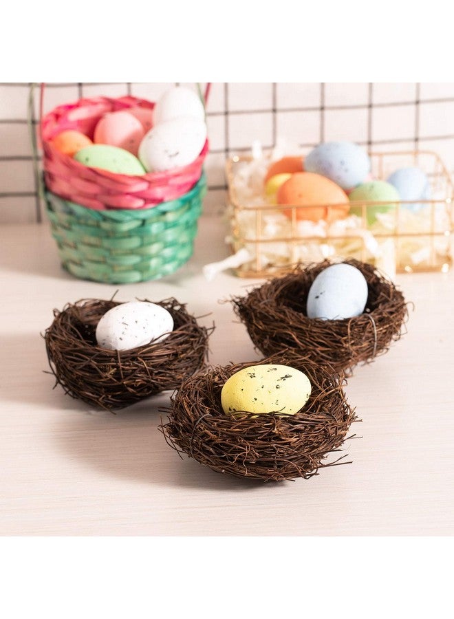 Whaline 3 Set Easter Bird Nest Decorating Kit with 6 Artificial Egg Foam Eggs Ornaments Rattan Birds Nest for Crafts Home Party Decor - Image 4