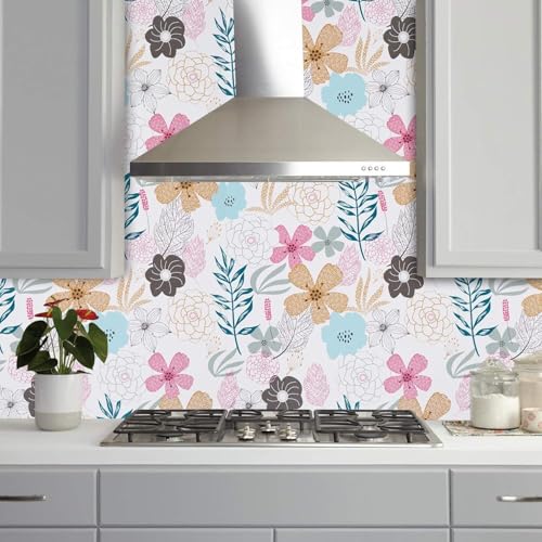 ELTON Waterproof Peel and Stick Floral Wallpaper, Self-Adhesive Vinyl Wall Covering for Bedroom, Living Room Bathroom Cabinet, Countertop (45 x 300 cms, Floral) - Image 5