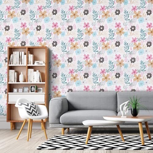 ELTON Waterproof Peel and Stick Floral Wallpaper, Self-Adhesive Vinyl Wall Covering for Bedroom, Living Room Bathroom Cabinet, Countertop (45 x 300 cms, Floral) - Image 4