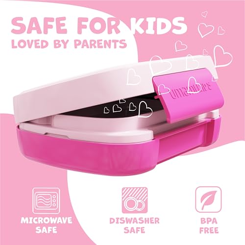Umami All-in-1 Bento Box for Kids, Ice-pack & Utensils Included, 100% Leakproof & BPA free, Parents' favorite Lunch Box Kids (Candy Pink, 23 oz) - Image 5