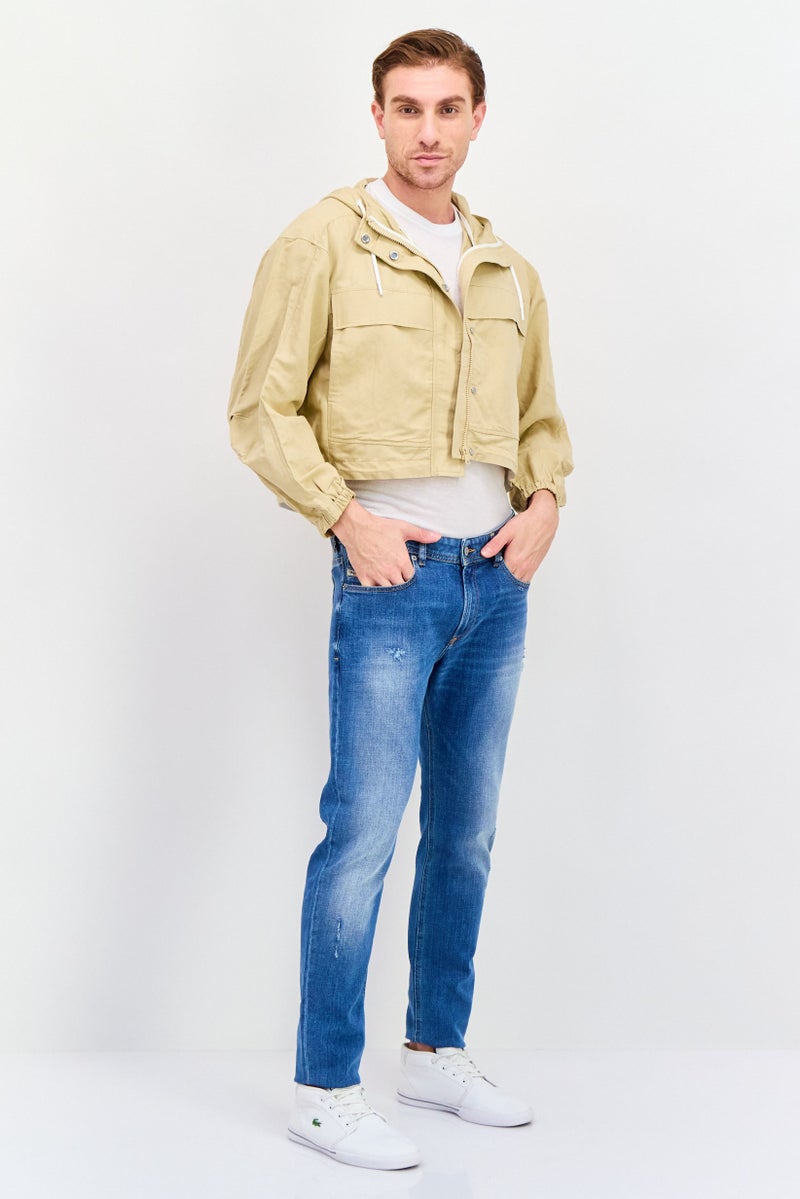 ESPRIT Men Plain Hooded Soft Shell Jacket, Tan  - Image 4