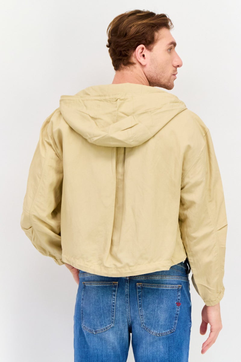 ESPRIT Men Plain Hooded Soft Shell Jacket, Tan  - Image 3