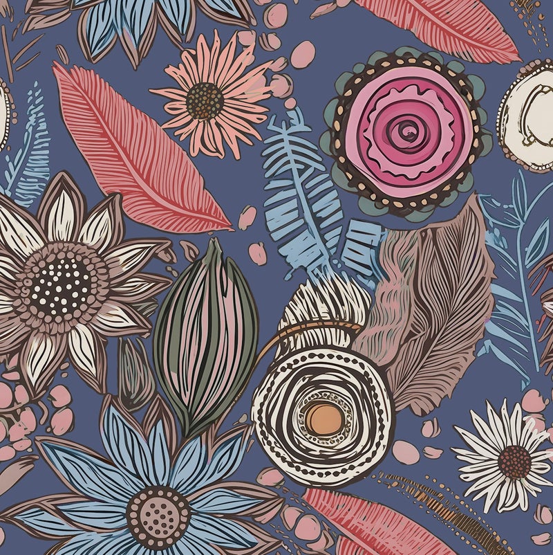 Laatse Blue Pink Wallpaper Peel and StickVintage Boho Floral Contact Paper 175 x 393 Retro Antique Botanical Flowers Wall Paper Self Adhesive Removable Waterproof for Bathroom Shelves Cabinet Table - Image 2