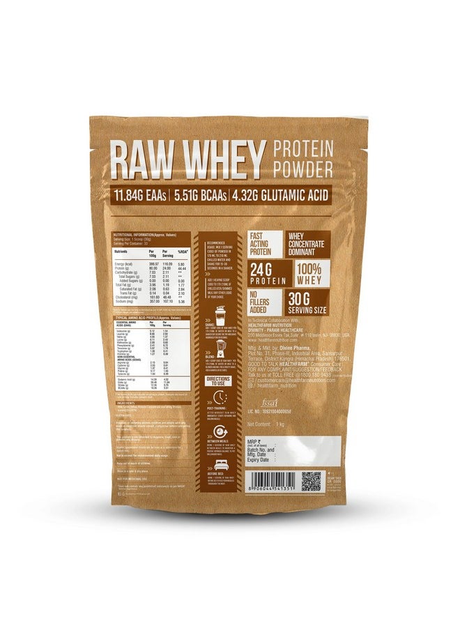 HEALTHFARM - Raw Whey Unflavoured Whey Protein Concentrate + Whey Isolate Protein Powder |1Kg| 33 Servings With Plastic Shaker (Combo Pack) - Image 1