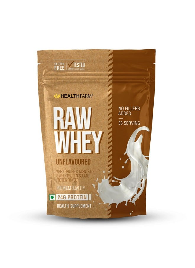HEALTHFARM - Raw Whey Unflavoured Whey Protein Concentrate + Whey Isolate Protein Powder |1Kg| 33 Servings With Plastic Shaker (Combo Pack) - Image 1