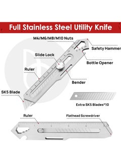 SYOSI 2 Pcs Utility Knife, Stainless Steel Retractable Box Cutter, Multifunctional Utility Knife with 10 Pcs Replaceable Blades for Office, Home, School - pzsku/Z2B2D3792FF3511CA0F59Z/45/_/1715844364/8e734cc4-5aff-415a-b3fb-7a2db543d3d3