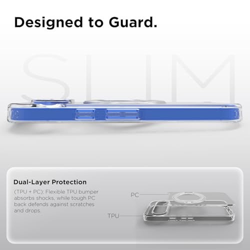 RIGGEAR Shockproof Clear Hybrid Armor 360° Rotating Magnetic Ring Stand Back Cover Case Compatible with MagSafe Accessories for Google Pixel 10 / Pixel 10 Pro (Transparent PC + TPU Bumper) - Image 4