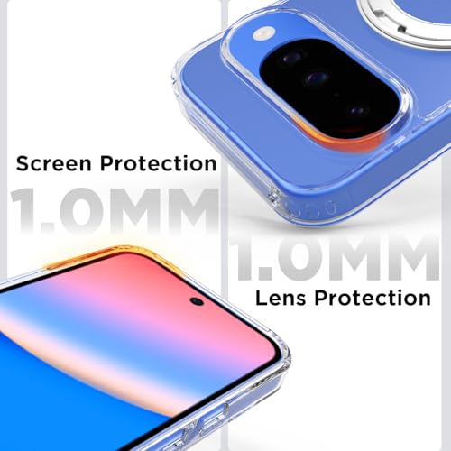 RIGGEAR Shockproof Clear Hybrid Armor 360° Rotating Magnetic Ring Stand Back Cover Case Compatible with MagSafe Accessories for Google Pixel 10 / Pixel 10 Pro (Transparent PC + TPU Bumper) - Image 3