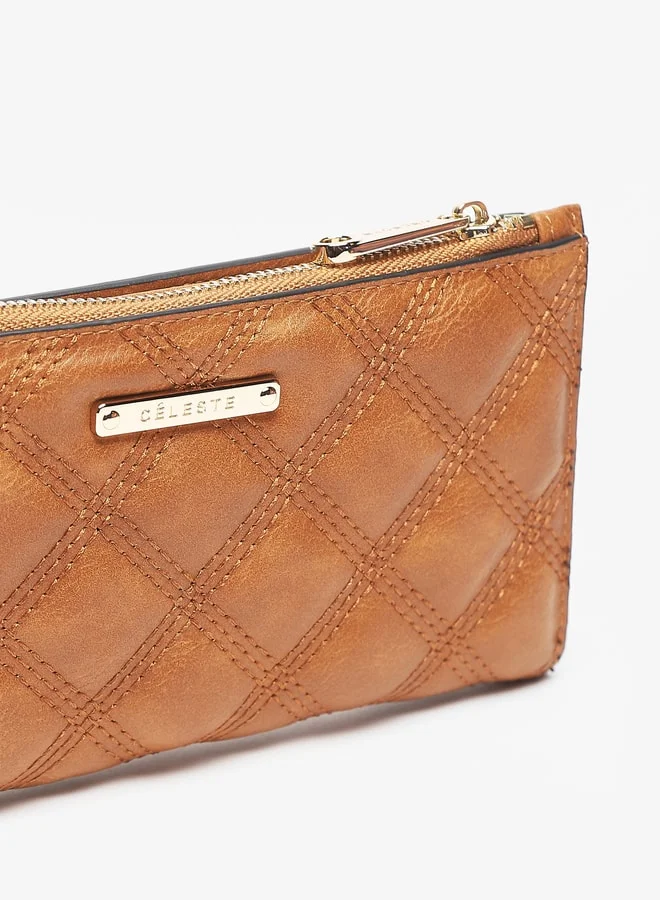 سيليست Women's Quilted Wallet with Zip Closure