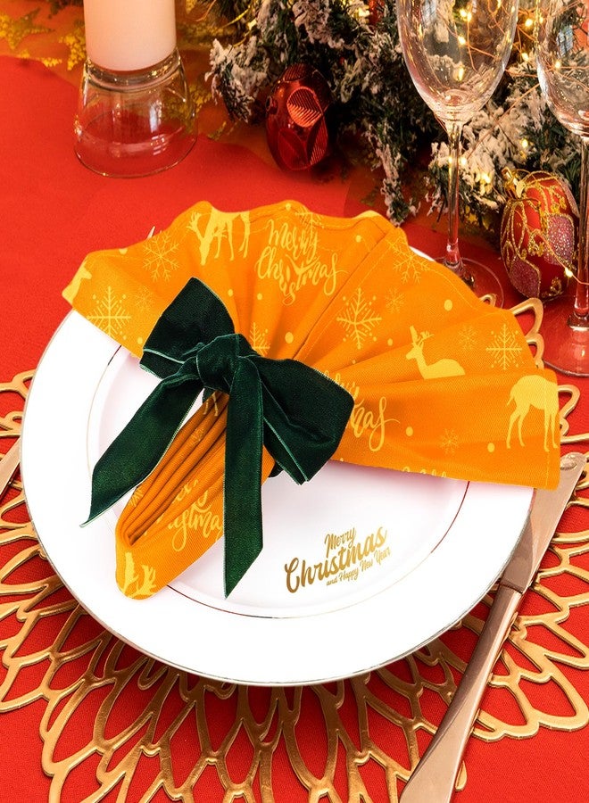 ANPHSIN Green Velvet Bow Christmas Napkin Rings Set of 6 - Beautiful Napkin Holder Rings for Holiday Dinner Table Decorations - Image 5