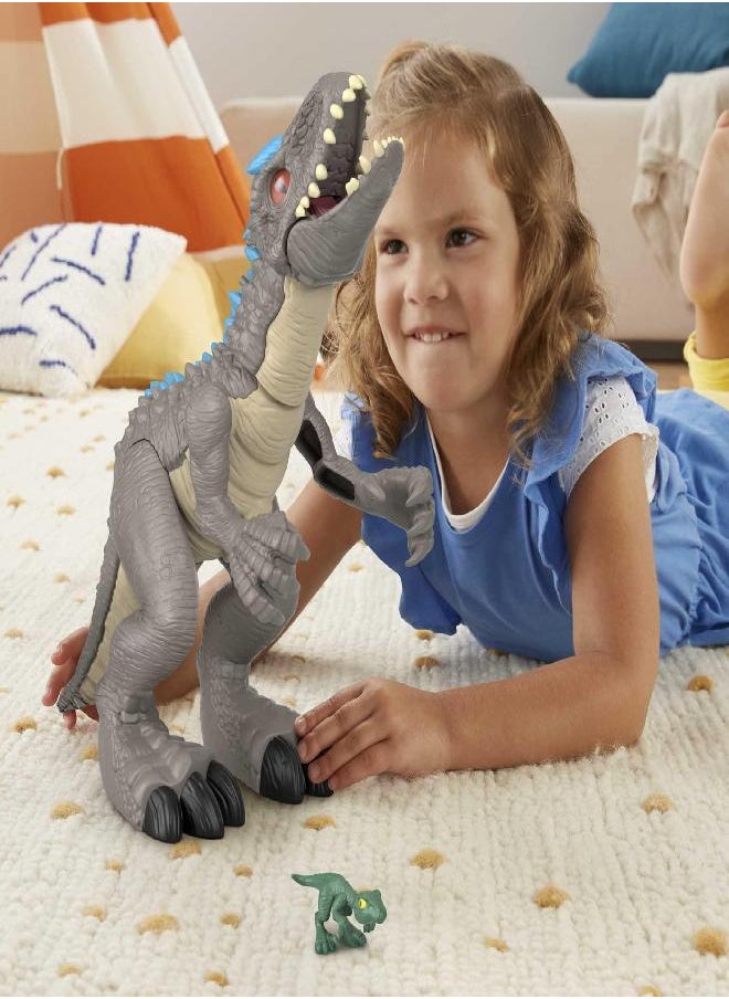 Jurassic World Toys - Imaginext Jurassic World Indominus Rex Dinosaur Toy with Thrashing Action & Raptor Figure for Pretend Play Ages 3+ Years - Image 1