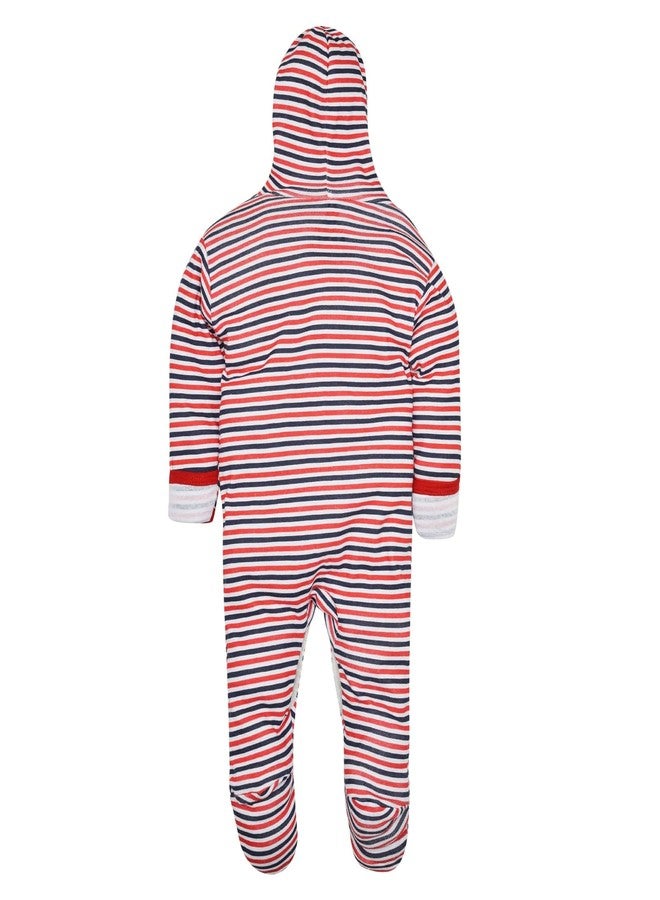 Magic Town® 100% Cotton Unisex Hooded Rompers for Kids and Infants Set of 2 (Red) (6-9 Months) - Image 4