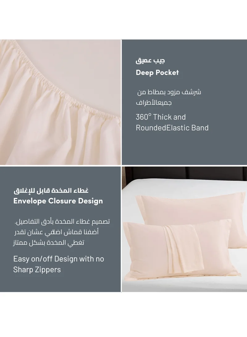 Donetella Bedding Fitted Sheet - Fits 120x200 Cm Bed For Twin Bed 2 Pcs (1 Fitted Sheet and 1 Pillowcase) - 30 Cm Deep Pocket - Solid Bed Sheet