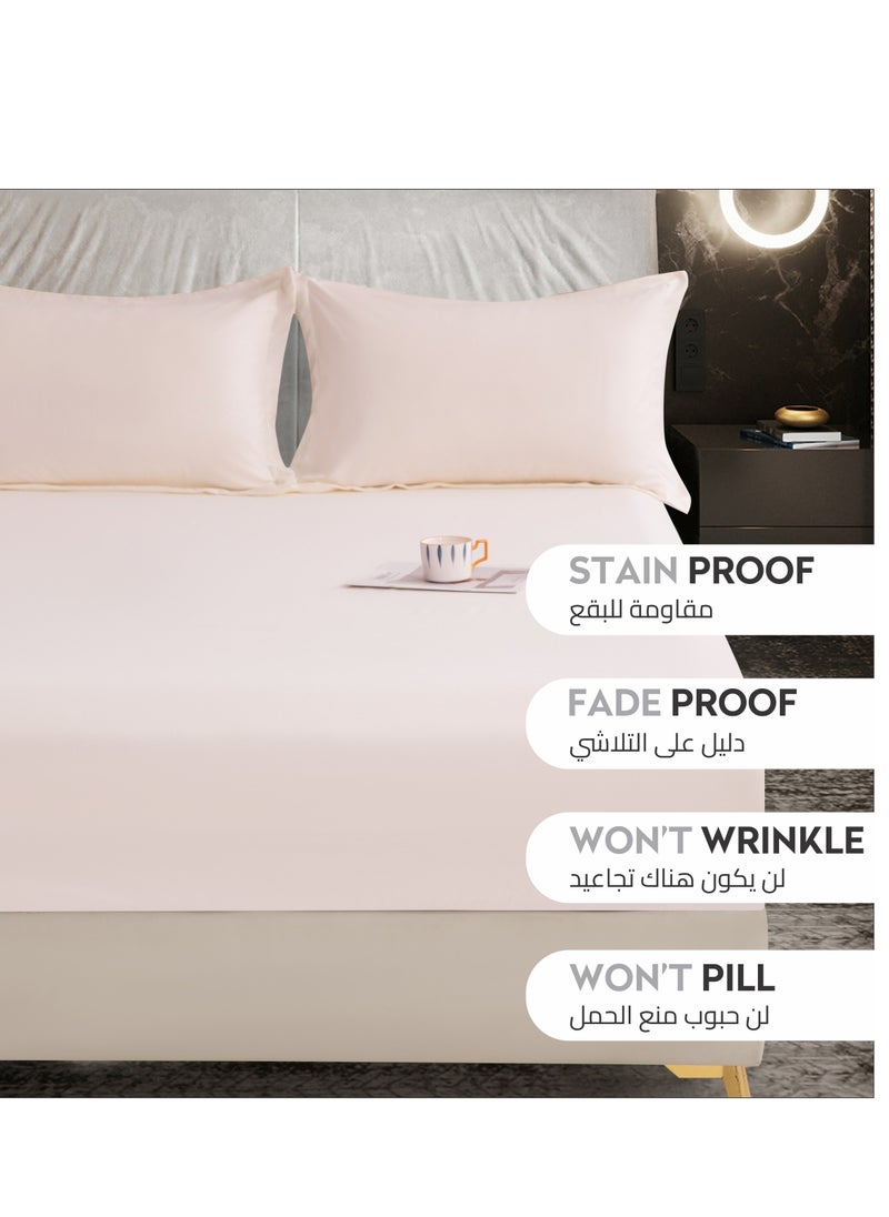 Donetella Bedding Fitted Sheet - Fits 120x200 Cm Bed For Twin Bed 2 Pcs (1 Fitted Sheet and 1 Pillowcase) - 30 Cm Deep Pocket - Solid Bed Sheet  - Image 4