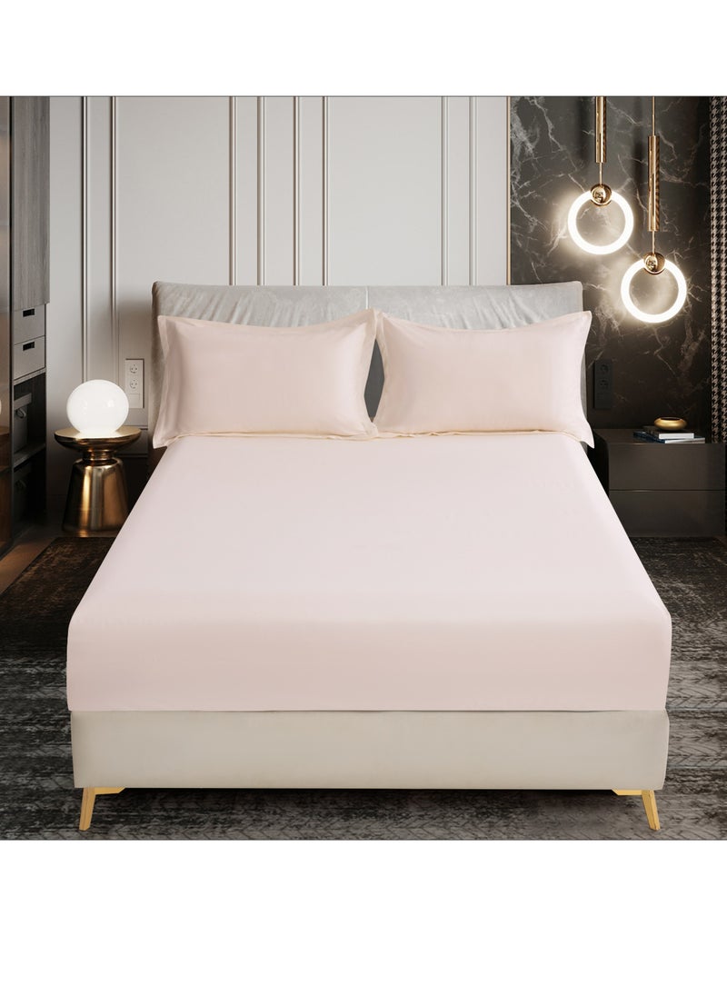 Donetella Bedding Fitted Sheet - Fits 120x200 Cm Bed For Twin Bed 2 Pcs (1 Fitted Sheet and 1 Pillowcase) - 30 Cm Deep Pocket - Solid Bed Sheet  - Image 1