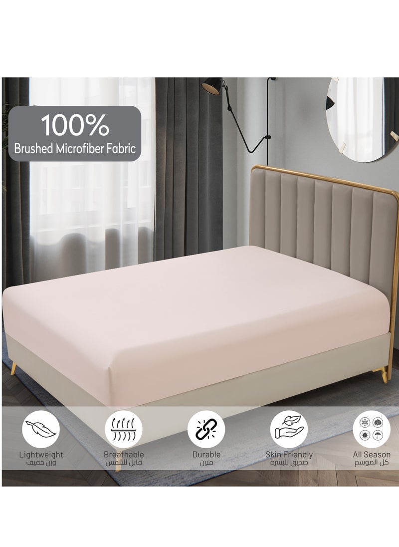 Donetella Bedding Fitted Sheet - Fits 120x200 Cm Bed For Twin Bed 2 Pcs (1 Fitted Sheet and 1 Pillowcase) - 30 Cm Deep Pocket - Solid Bed Sheet  - Image 5