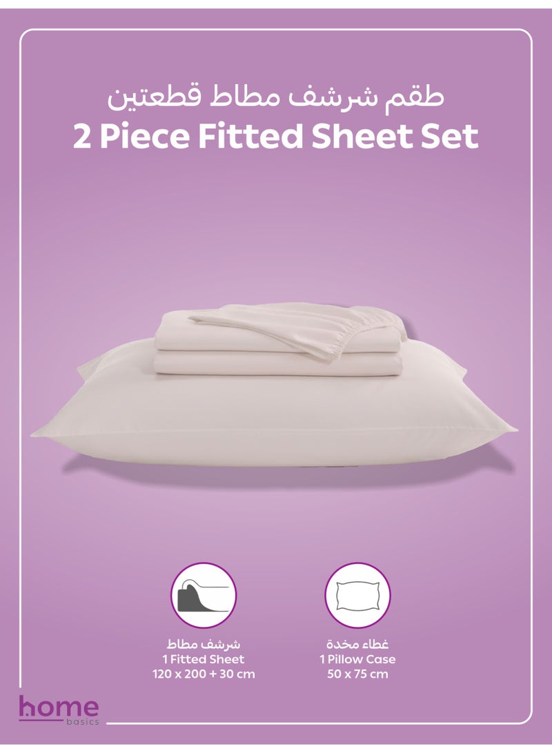 Donetella Bedding Fitted Sheet - Fits 120x200 Cm Bed For Twin Bed 2 Pcs (1 Fitted Sheet and 1 Pillowcase) - 30 Cm Deep Pocket - Solid Bed Sheet - Image 3