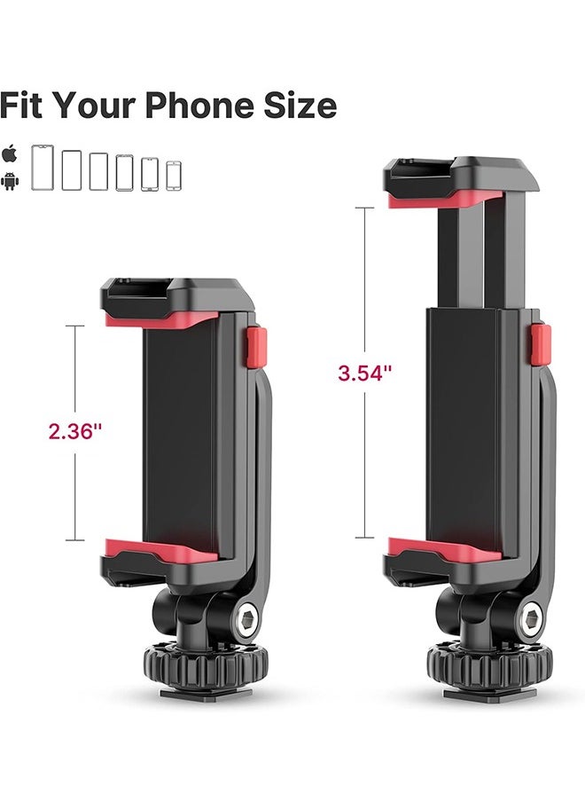 يولانزي ULANZI ST-06S Phone Tripod Mount, Universal Smartphone Mount Adapter with 2 Cold Shoe, 360° Rotates Adjustable Cell Phone Clip Clamp Holder, Compatible with iPhone, Samsung Galaxy and All Phones  - Image 4