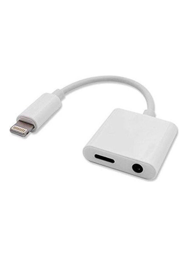 Loquat Iphone 7 Headphone Adapter, Plus Audio Charge Earphone Adapter 2 In 1 Lightning 3.5Mm Cable White