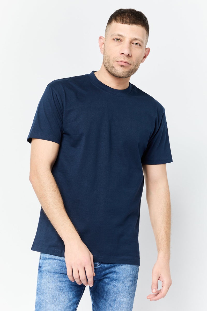 Maserati تي شيرت رجالي بأكمام قصيرة وياقة دائرية، مطبوع برسومات، لون كحلي - Image 1