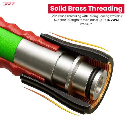 JPT Ultra Heavy-Duty 8MTR Flexible High Pressure Washer Hose Pipe | German Standard M22 x 15MM Thread | Up To 600Bar/8700PSI | Double PVC Layer Build | Tangle & Kink Free Design - Image 2