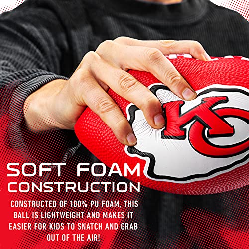 Franklin Sports NFL Kansas City Chiefs Football - Kids Foam Football - Soft Junior Size 8.5" Ball with 3D Logos - Perfect for Gameday + Tailgates - Image 3