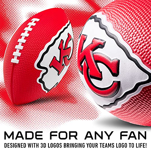 Franklin Sports NFL Kansas City Chiefs Football - Kids Foam Football - Soft Junior Size 8.5" Ball with 3D Logos - Perfect for Gameday + Tailgates - Image 2