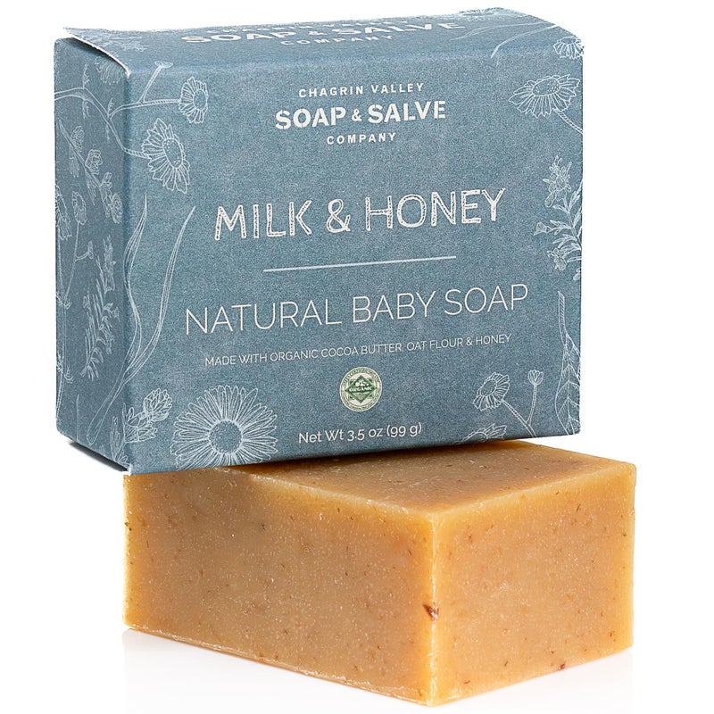 Chagrin Valley Soap & Salve Baby Shampoo Baby Soap Bar from Oat, Honey & Goat Milk - Unscented & Moisturizing - For Babies Sensitive Dry Skin & Eczema - 3.5 oz Shampoo Bar & Organic Body Wash - Image 1