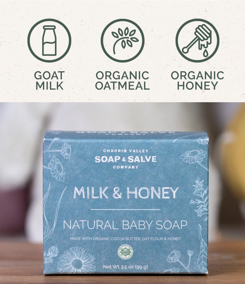 Chagrin Valley Soap & Salve Baby Shampoo Baby Soap Bar from Oat, Honey & Goat Milk - Unscented & Moisturizing - For Babies Sensitive Dry Skin & Eczema - 3.5 oz Shampoo Bar & Organic Body Wash - Image 2