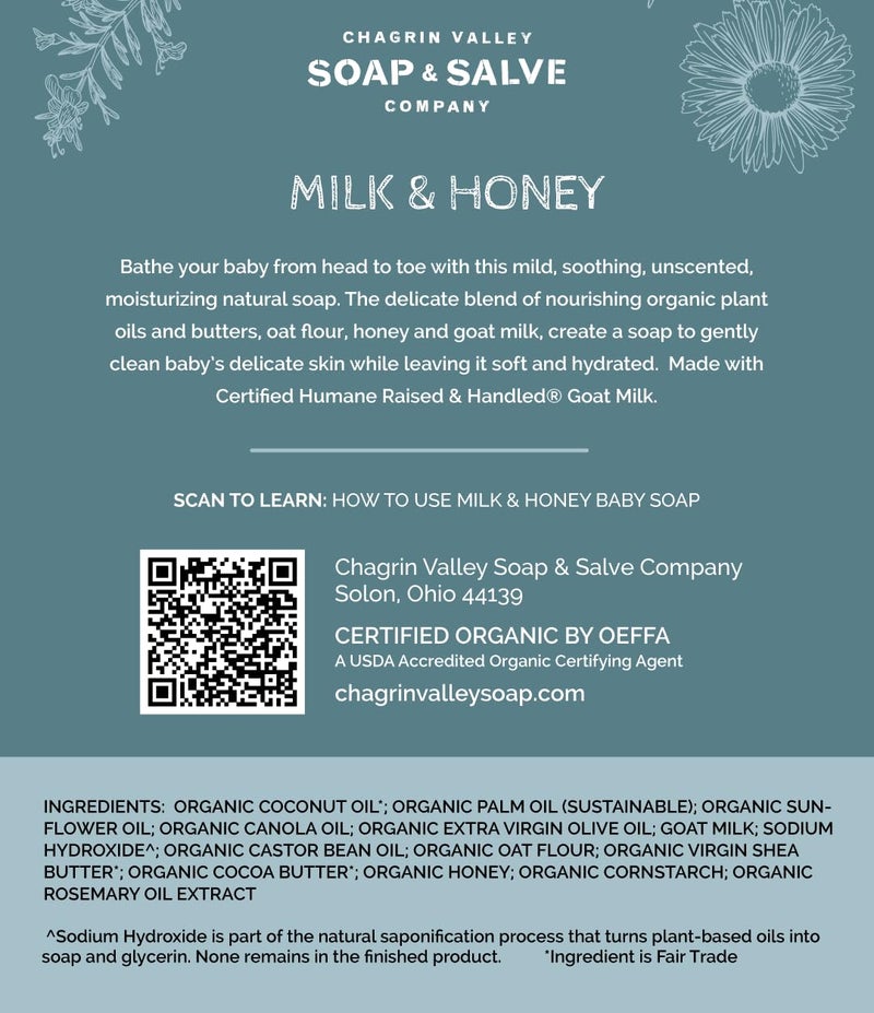 Chagrin Valley Soap & Salve Baby Shampoo Baby Soap Bar from Oat, Honey & Goat Milk - Unscented & Moisturizing - For Babies Sensitive Dry Skin & Eczema - 3.5 oz Shampoo Bar & Organic Body Wash - Image 5
