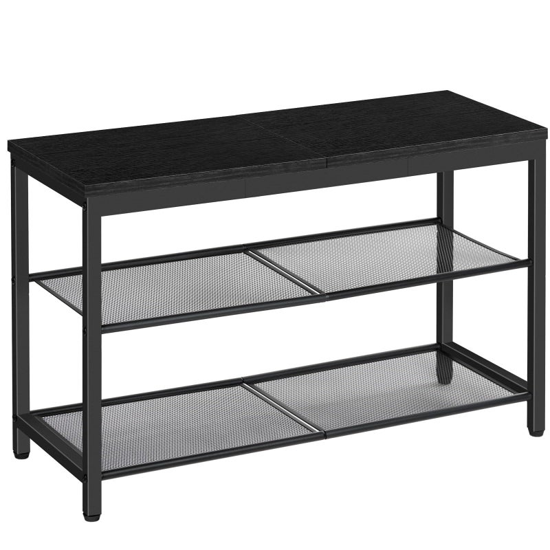 مقعد أحذية HOOBRO 3 طبقات منظم أحذية صناعي مقعد تخزين 295 بوصة مع رفوف شبكية لمدخل المنزل غرفة المعيشة الممر سهل التجميع أسود BB75HX01