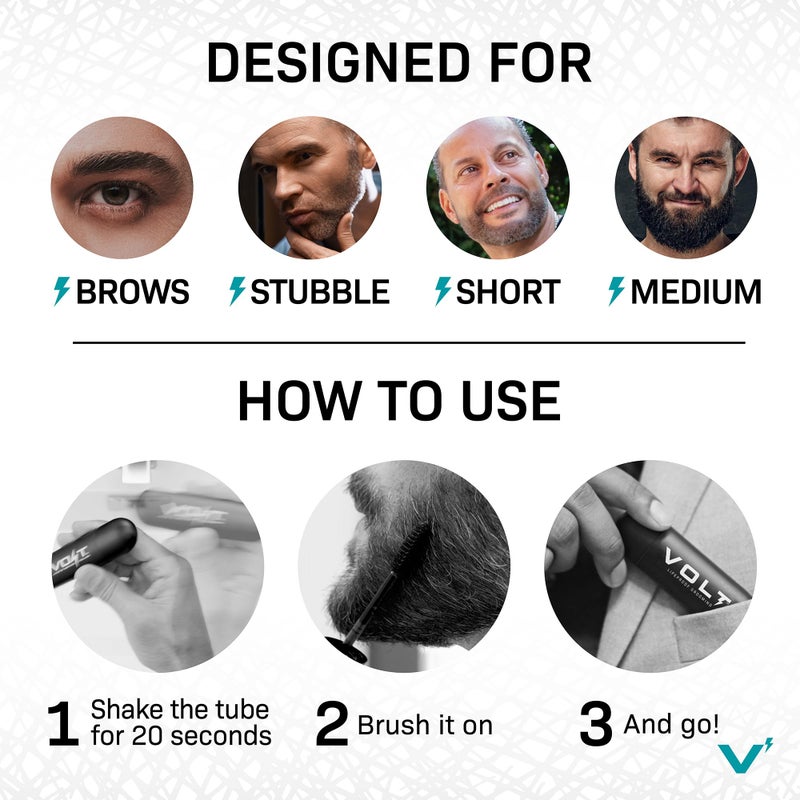 VOLT Grooming Temporary Instant Beard Color ECO 2 Pack Refill - Quick Drying Plant Based Hypoallergenic Brush on Color for Beards, Mustaches, and Eyebrows, Sand (Blonde) - Image 2