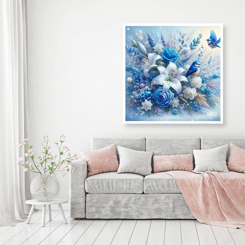 MOMDEDP 5D Bird Diamond Painting Kits for Adults Beginners, Rose Flower Diamond Art Kit,DIY Full Round Drill Diamond Dot Lily Gem Art Kits for Adults,Home Wall Decor 11.8x11.8 Inch - Image 2