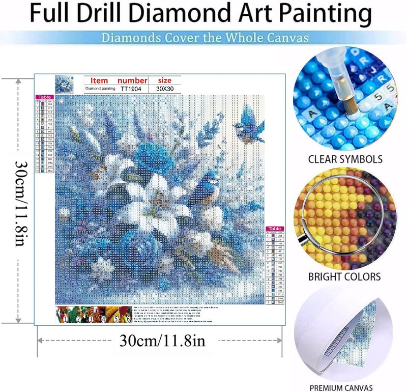 MOMDEDP 5D Bird Diamond Painting Kits for Adults Beginners, Rose Flower Diamond Art Kit,DIY Full Round Drill Diamond Dot Lily Gem Art Kits for Adults,Home Wall Decor 11.8x11.8 Inch - Image 5