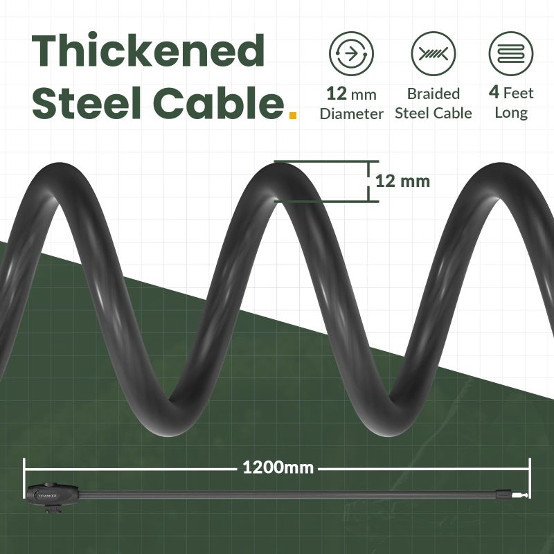 Titanker Bike Lock, Bike Lock Cable 4 Feet Coiled Secure Bicycle Locks with Keys Scooter Locks Bicycle Locker 1/2 Inch Thick Heavy Duty Anti Theft Bike Cable Lock with Mounting Bracket - Image 3