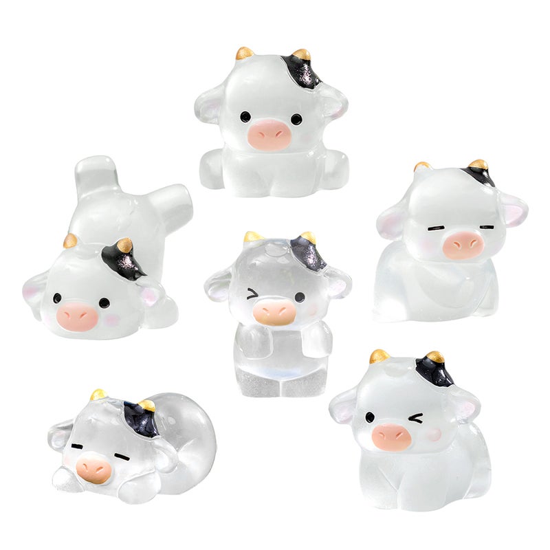 6pcs Miniature Cow Figurines Portable Small Cow Statues Mini Garden Tiny Cow Figurine Decorations - Image 2