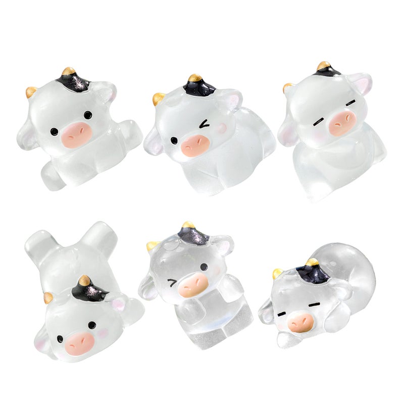 6pcs Miniature Cow Figurines Portable Small Cow Statues Mini Garden Tiny Cow Figurine Decorations - Image 1