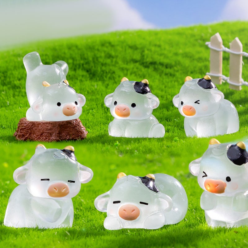 6pcs Miniature Cow Figurines Portable Small Cow Statues Mini Garden Tiny Cow Figurine Decorations - Image 3