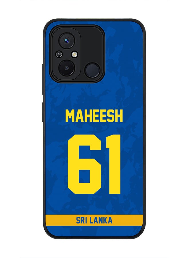 Cover for Xiaomi Redmi 12C 4G Case, Rugged Black Slim fit Flexible Thin Protective Phone Cases - Player Name - Maheesh Theekshana, Jersey Number- 61