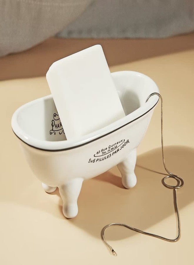dodococa 1 Piece 5.7" Mini Ceramic Clawfoot Double Ended Bathtub Soap Dish Vintage Decortative Soap Dish - Image 3